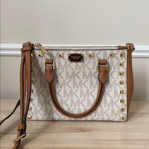 Michael Kors Tan and Cream Studded Satchel